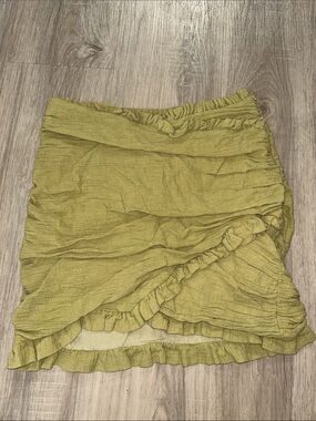 Lush Olive Green Ruffled Mini Skirt